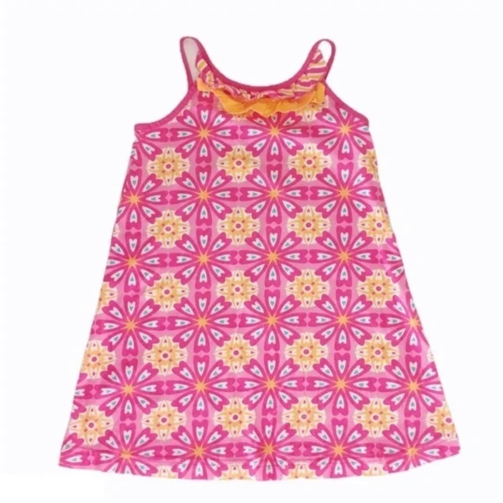 Hanna Andersson Girls 130 cm (8Y) Pink Floral Mosaic Halter Mini Dress - VGUC!